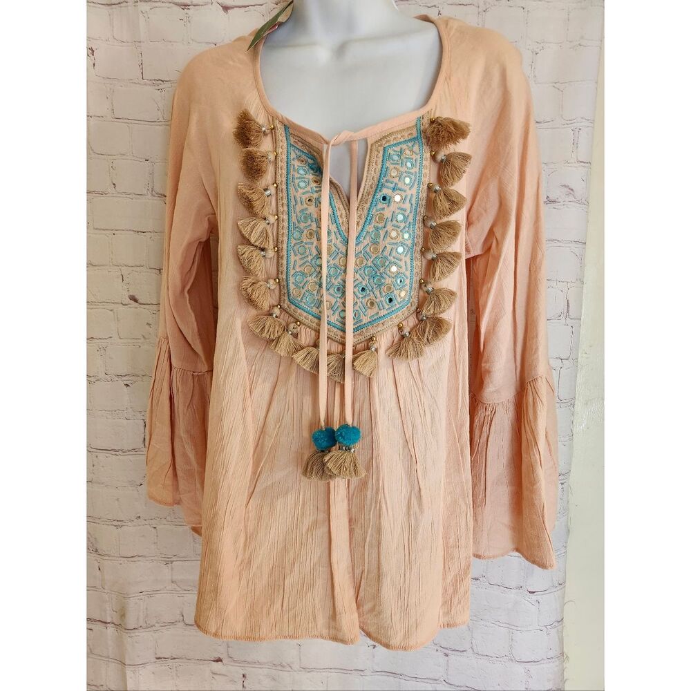 NWT Lilly Pulitzer "Shandy" Sandstone Embellished Tunic Top Sz.S Ret.$168